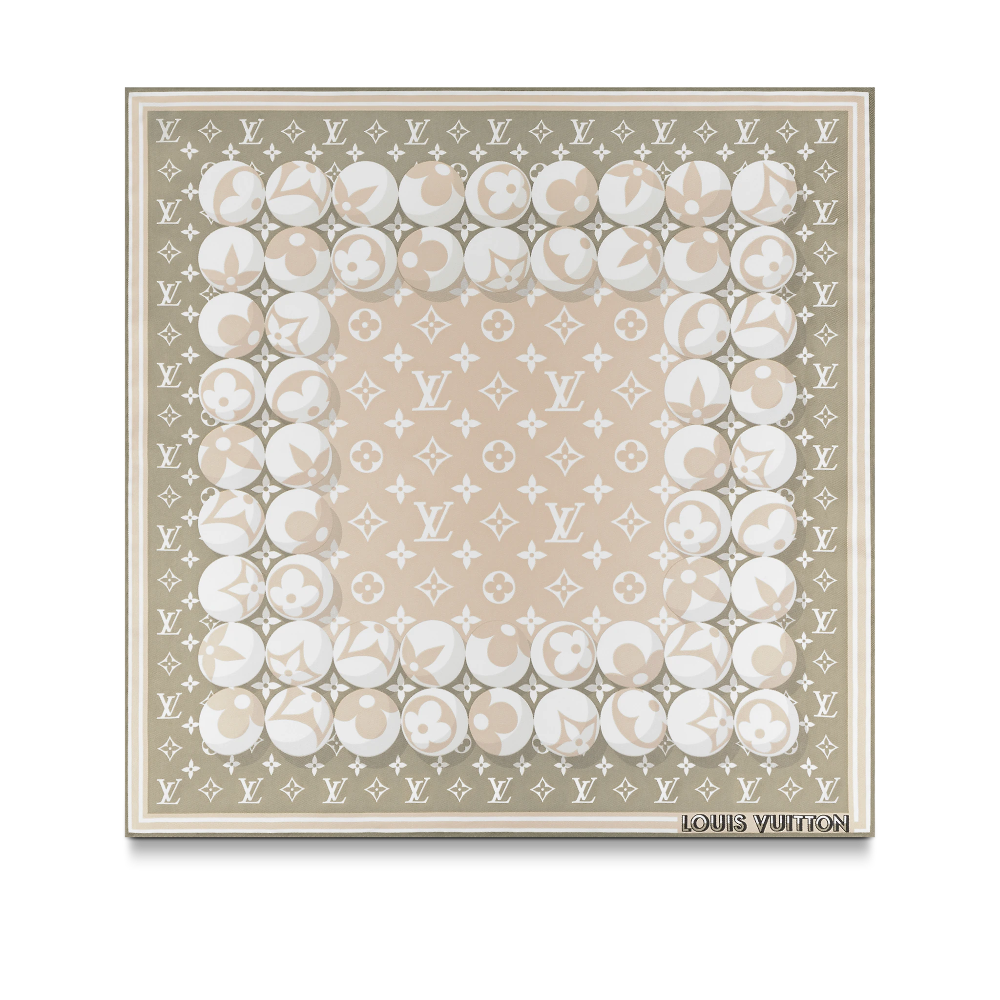 Louis Vuitton Monogram Marbles Square 45 S00 Kaki Beige Blanc - Women Accessories M77490