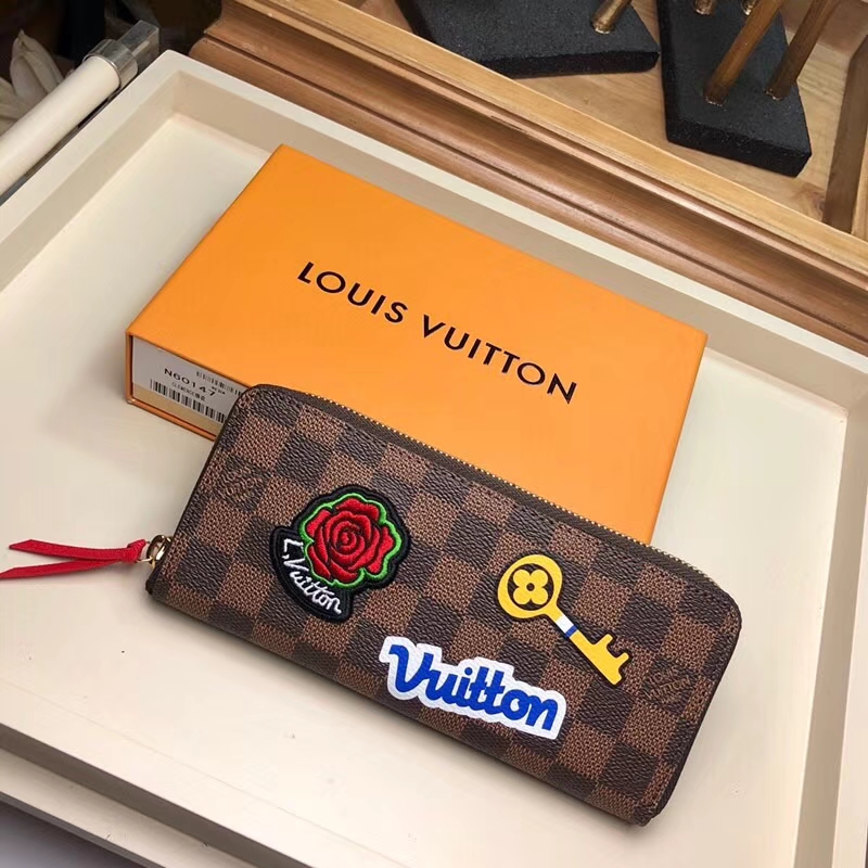 Louis Vuitton Damier Ebene Canvas Clemence Wallet N60147