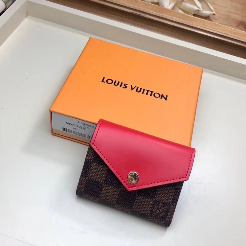 Louis Vuitton Damier Ebene Canvas Zoé Wallet N60166 Coquelicot Red